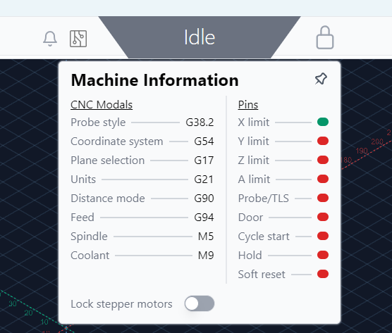 Pin display in gSender